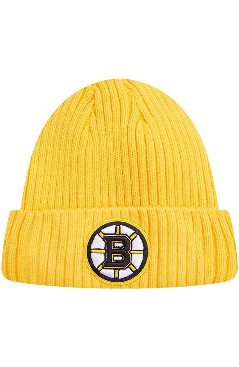 PRO STANDARD Men's Pro Standard Gold Boston Bruins Classic Core Cuffed Knit Hat, Main, color, 
