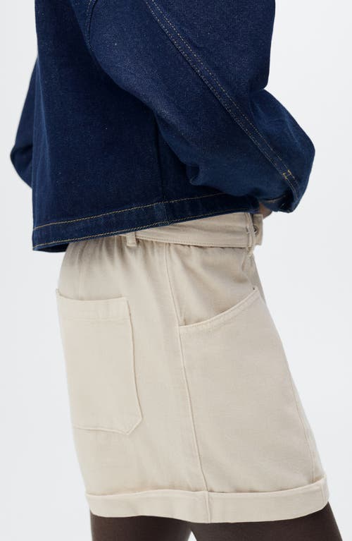 Mango Paperbag Waist Belted Twill Shorts In Ecru