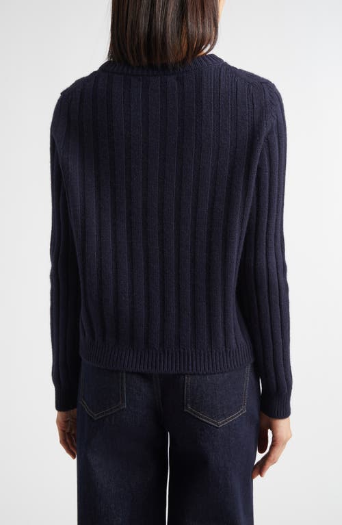 Johnstons Of Elgin Lecht Cashmere Rib Crewneck Sweater In Blue