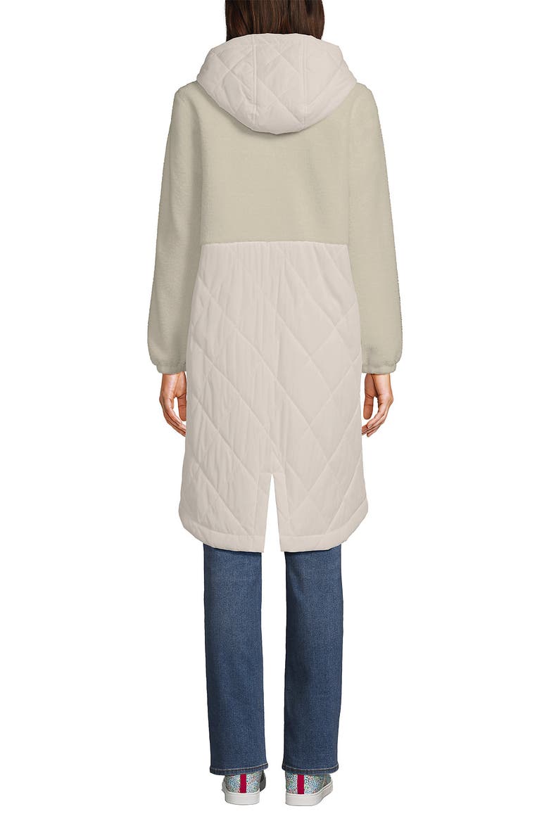 High Pile Quilted Mixed Media Parka, Alternate, color, Egret White