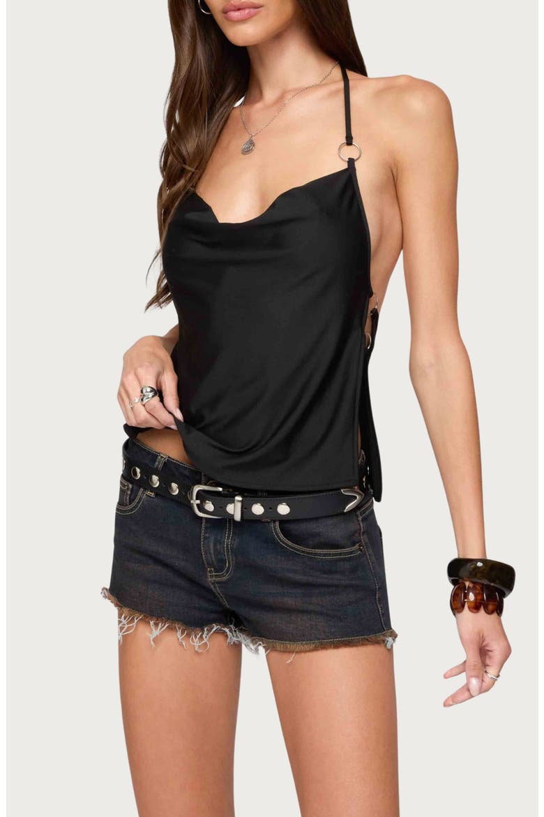 Bella Cowl Neck Halter Top, Main, color, BLACK