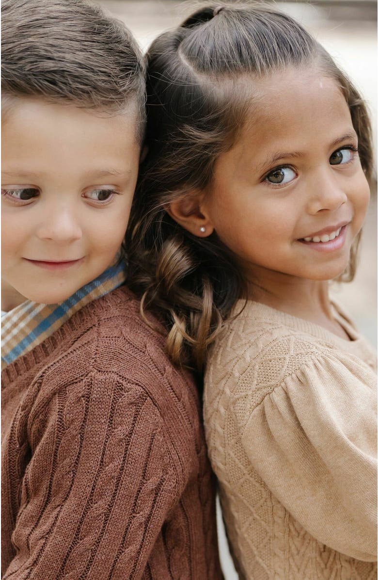 Hope & Henry Girls' Organic Cable Bodice Sweater Dress, Kids, Alternate, color, 