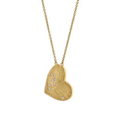 LuvMyJewelry Aether Scattered Diamond Studded Heart Disc Pendant in 14K Gold in 14K Yellow Gold  product