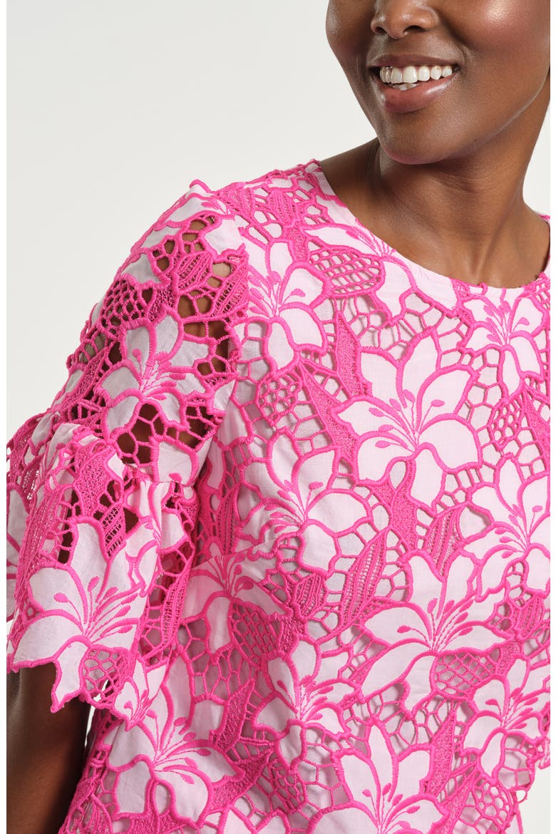 Floral Embroidered Eyelet Top, Alternate, color, FUCHSIA