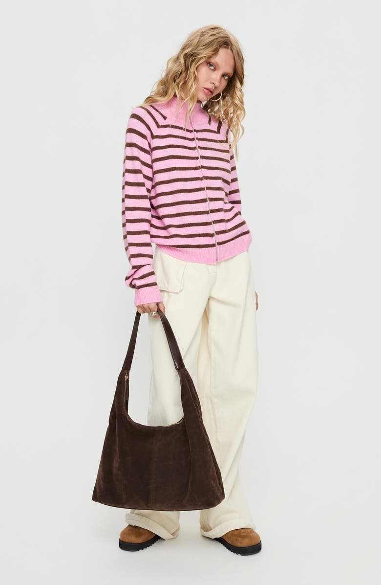 Princess Polly Kaylei Front Zip Cardigan, Alternate, color, Pink Stripe