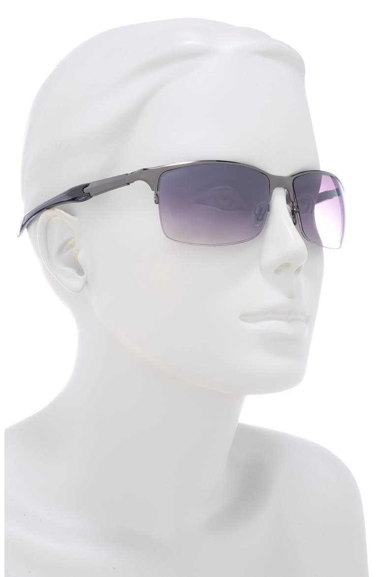 62mm Retro Half Rim Sunglasses, Alternate, color, GUNMETAL