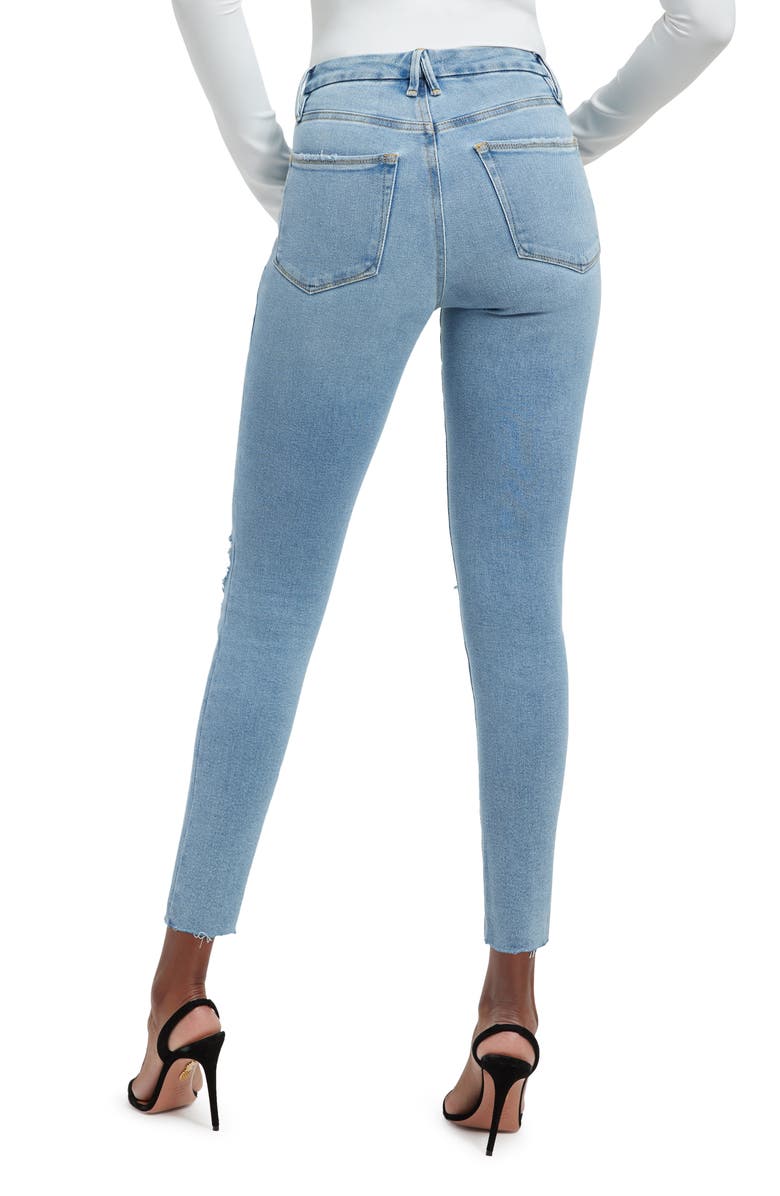Good American Good Legs Ripped Raw Hem Skinny Jeans, Alternate, color, 