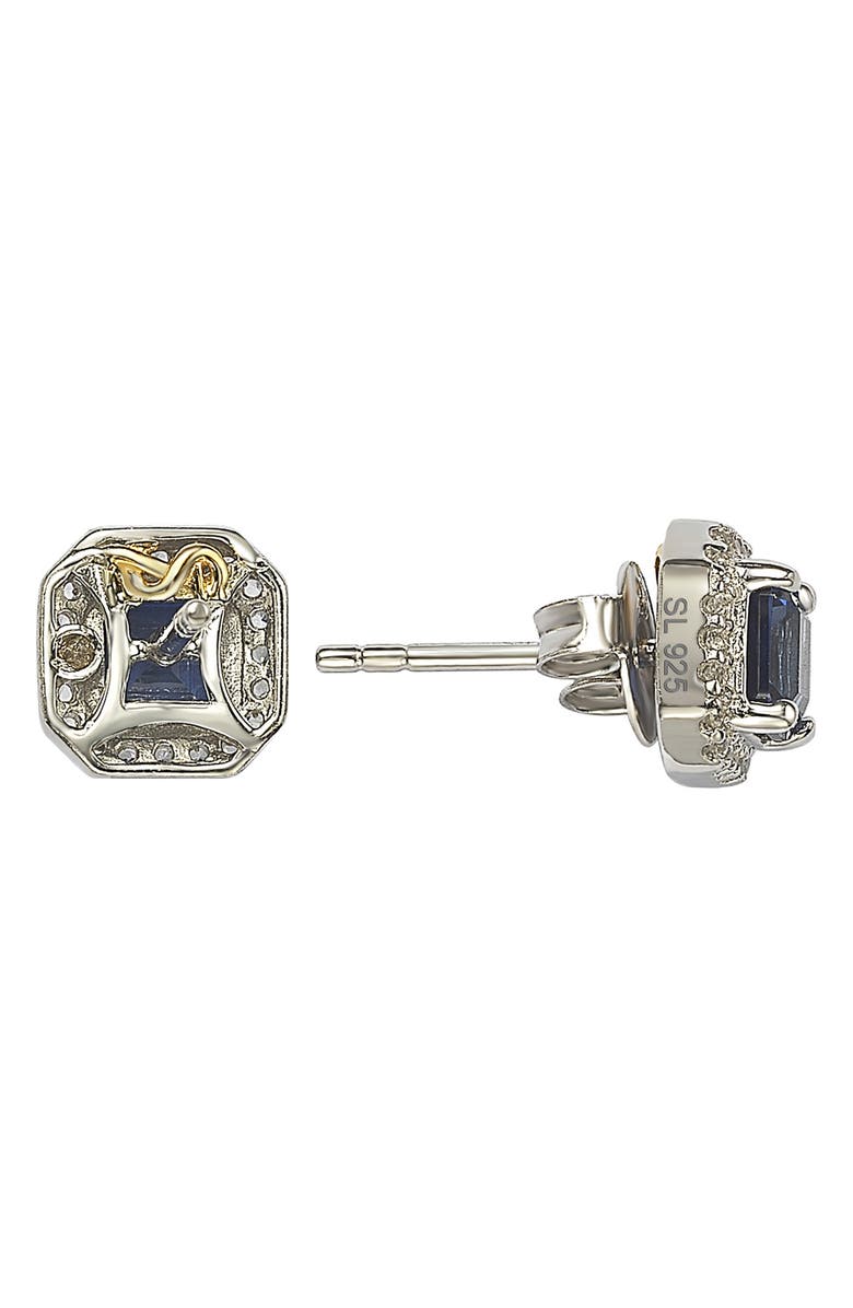 SUZY LEVIAN Sterling Silver Sapphire Asscher Cut Stud Earrings, Alternate, color, Blue