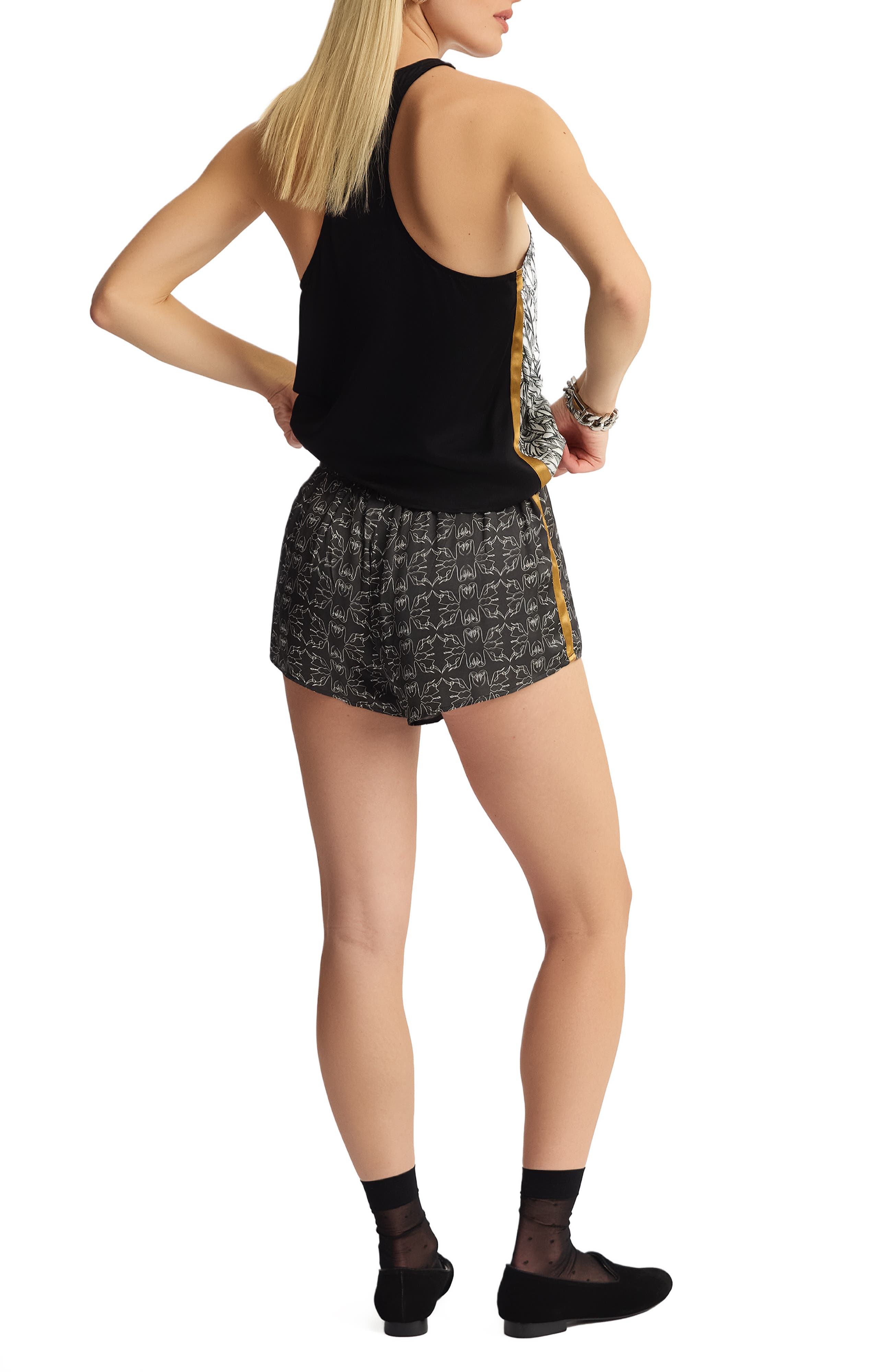 BLKSWN Swn Monogram X Feathers Short Pajamas Set (Women) | Nordstrom