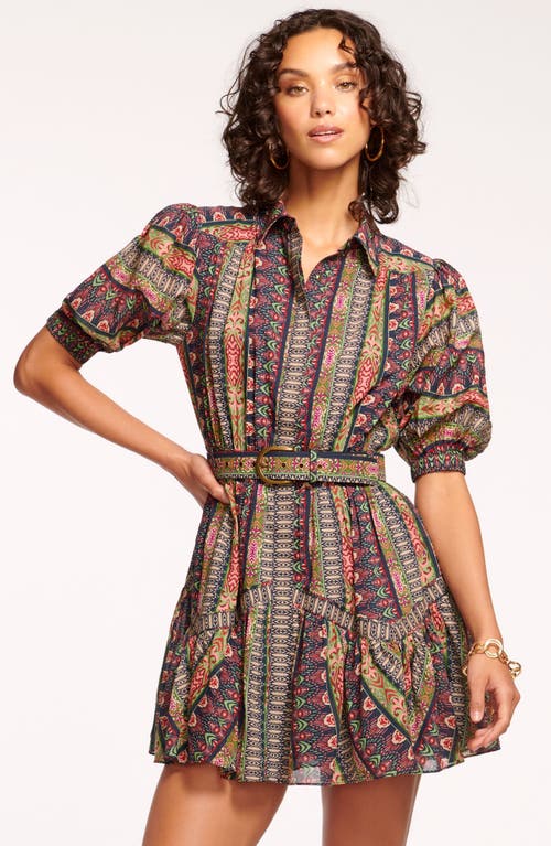 Ramy Brook Abilene Puff Sleeve Mini Dress In Navy Ikat