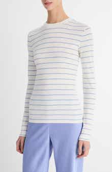 Vince Stripe Long Sleeve Cotton & Modal Crewneck Top