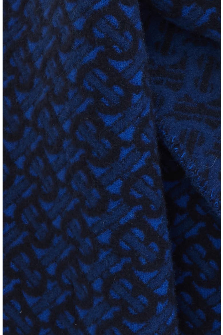 TB Monogram Jacquard Cashmere Scarf, Alternate, color, AZURE BLUE