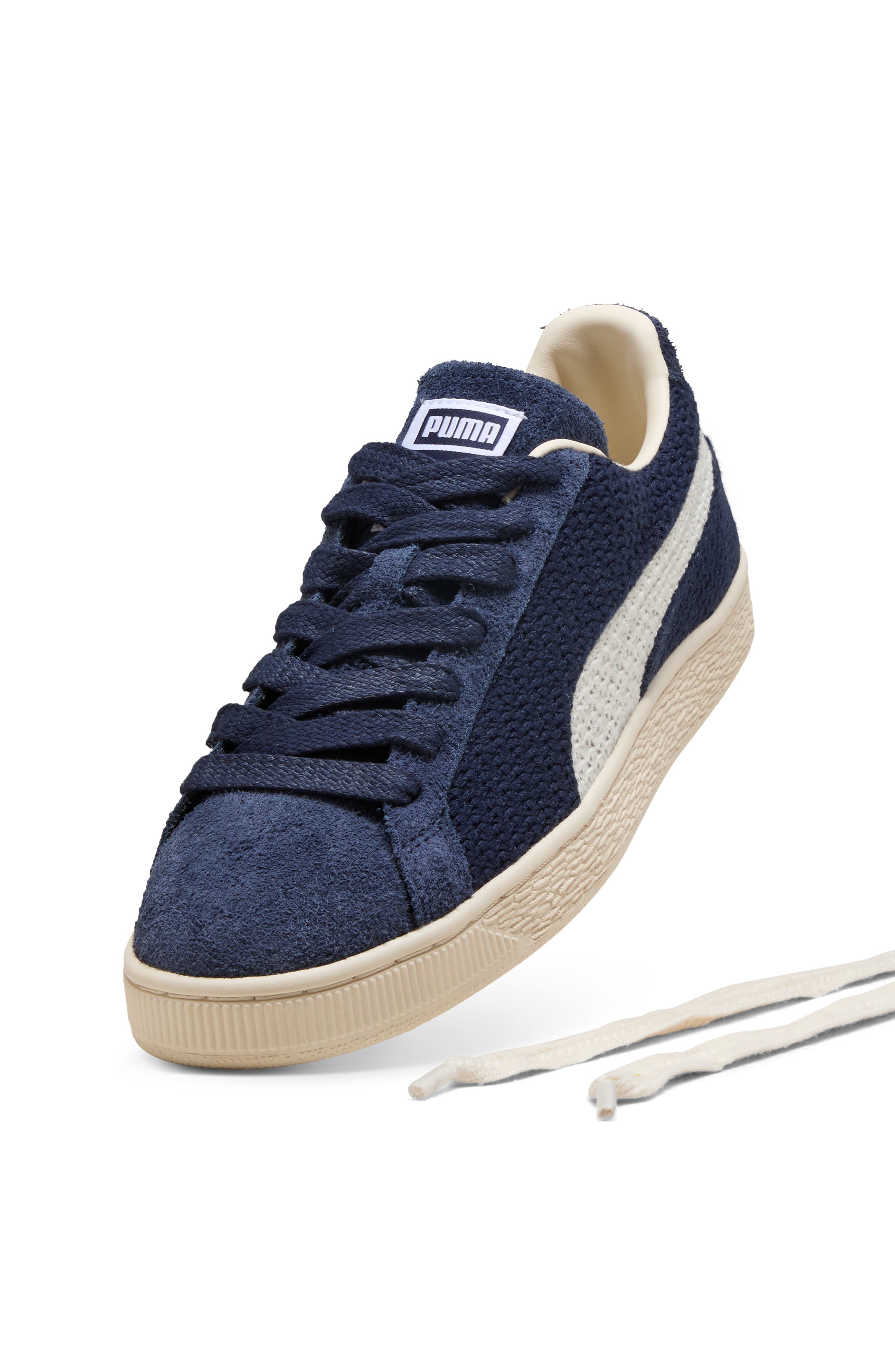 PUMA Suede Crochet Sneaker, Alternate, color, Puma Navy/ Puma White