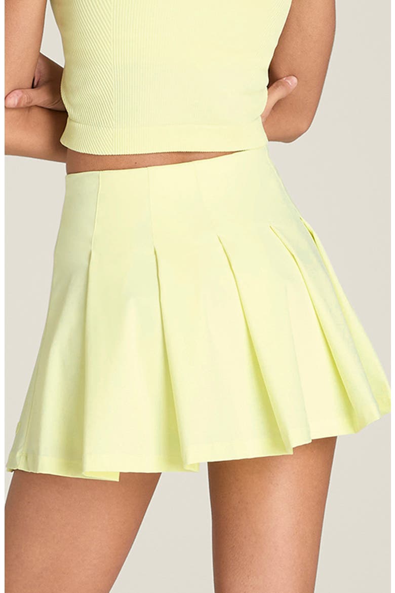 Classic Pleated Performance Miniskirt, Alternate, color, TENDER YELLOW