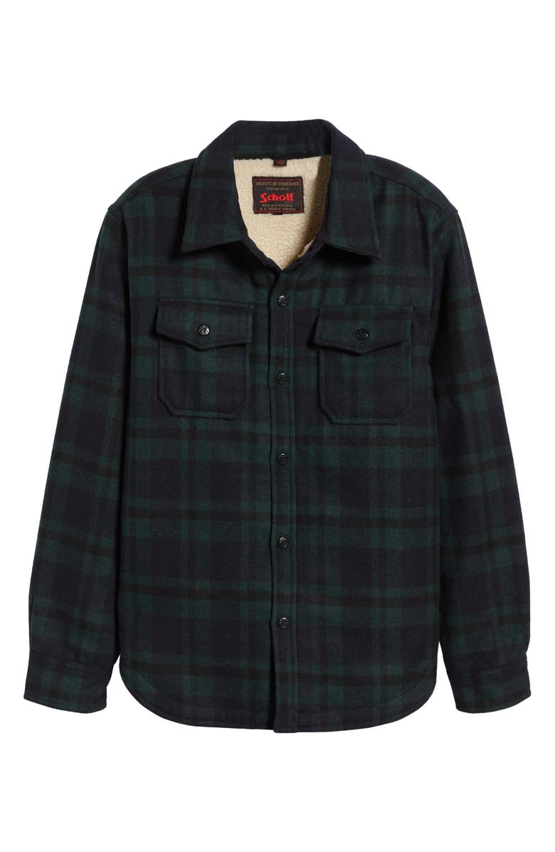 Schott NYC Plaid Wool Blend Shirt Jacket, Alternate, color, 