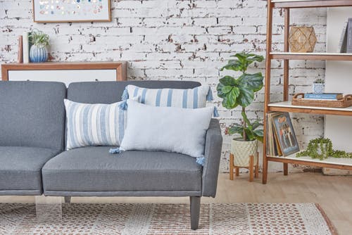 Carol & Frank Bree Vertical Stripe Tasseled Cotton Accent Pillow In White