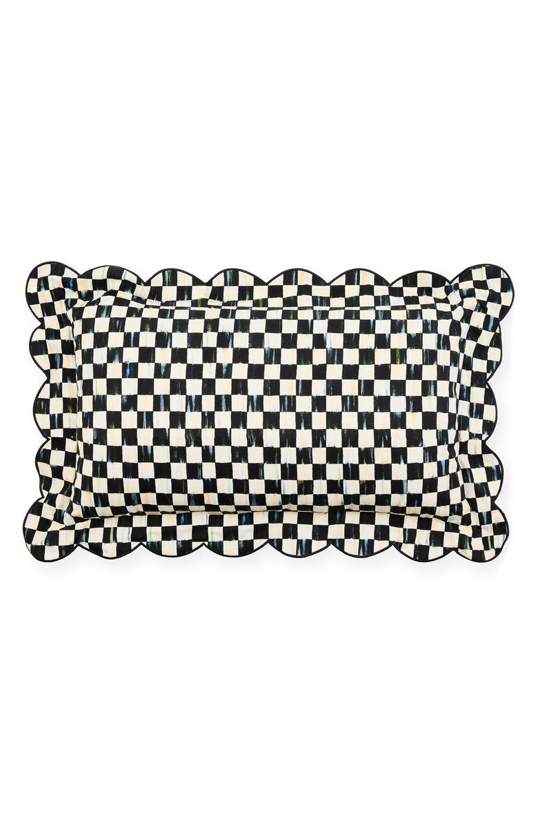 MACKENZIE CHILDS Courtly Check Reversible Scallop Lumbar Pillow, Main, color, Black