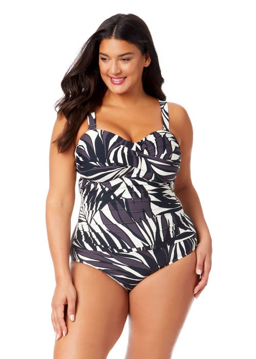 Shop Anne Cole Plus Plus Palm Chic Drape Front Underwire Swim Top
