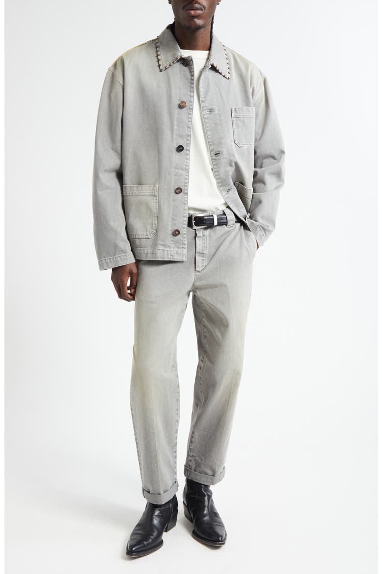 Journey Studded Cotton Twill Chore Jacket, Alternate, color, GREY