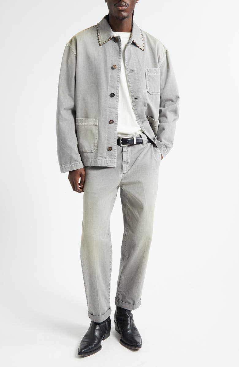Golden Goose Journey Studded Cotton Twill Chore Jacket, Alternate, color, Grey