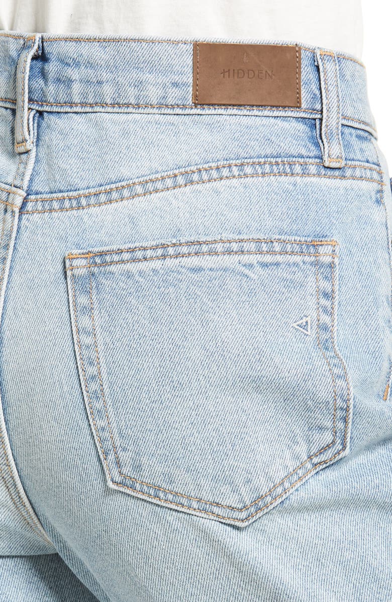 HIDDEN JEANS High Waist Fray Hem Nonstretch Straight Leg Jeans, Alternate, color, 