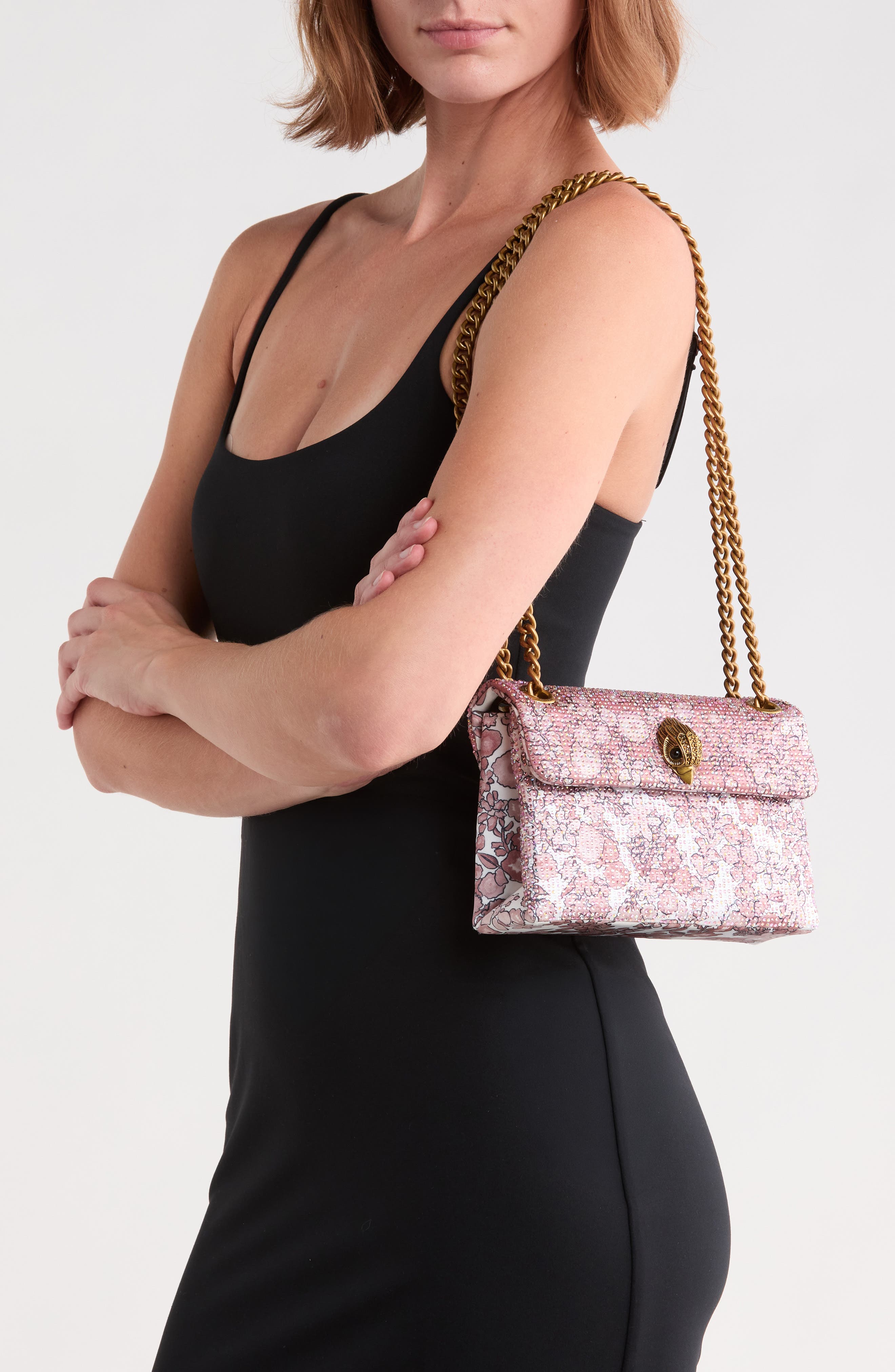Mini Fabric Kensington Crystal Crossbody Bag, Alternate, color, OPEN PINK