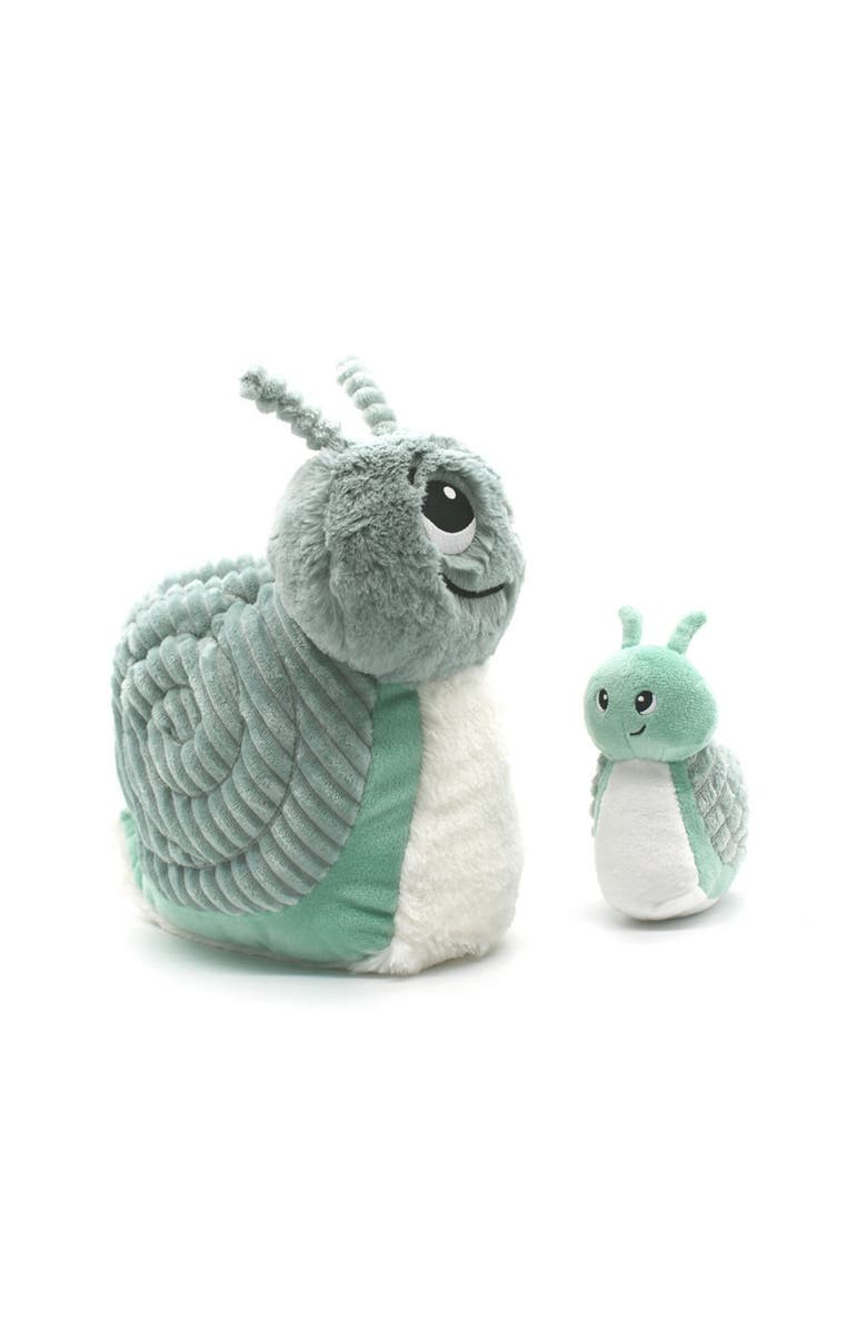 Les Ptipotos Snail Mom and Her Baby - Secret Keeper Plush Toy, Eco-Friendly, Soft & Washable, Main, color, Mint