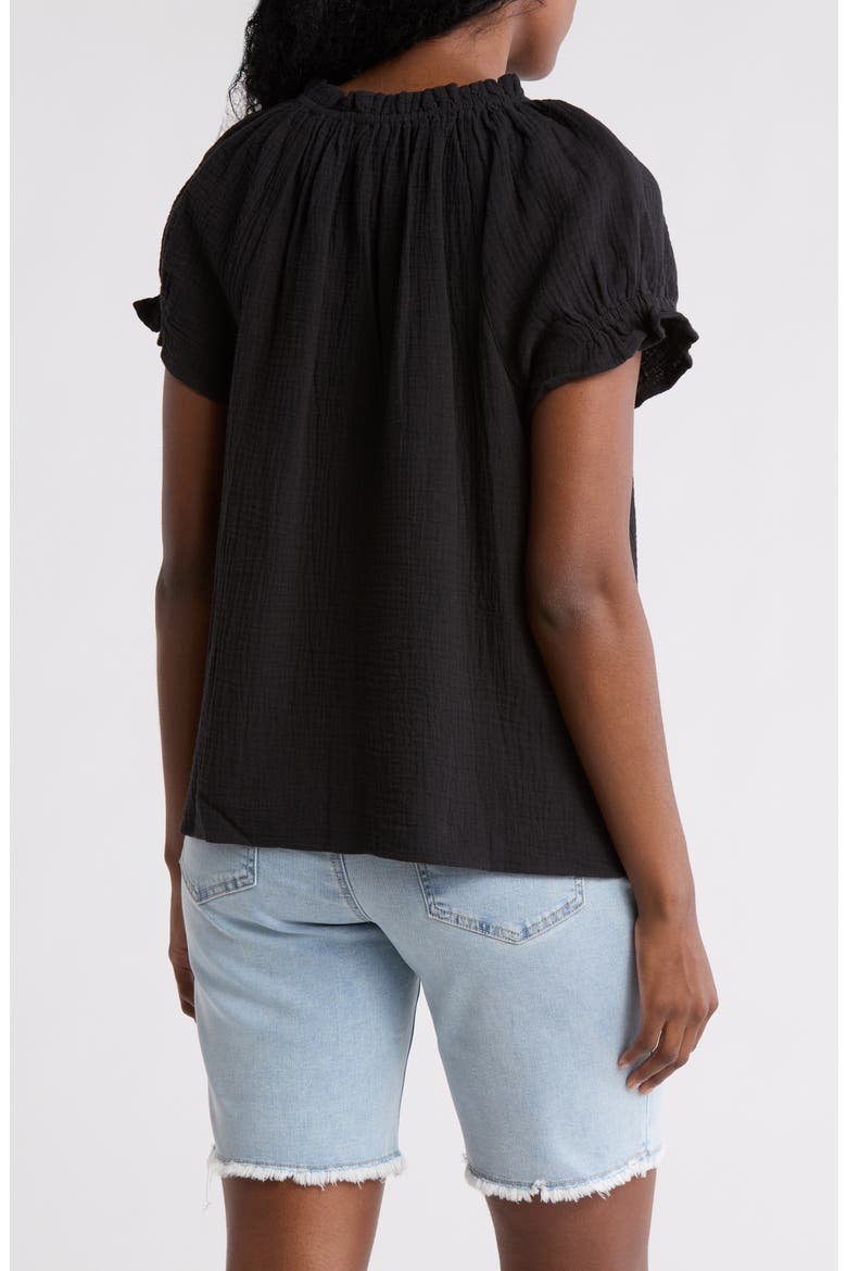 Coral Isle Cotton Button-Up Top, Alternate, color, BLACK
