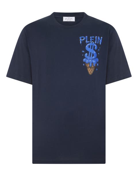 Round Neck T-Shirt Ice Cream Dollar Patch Men