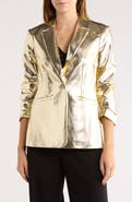 Cinq à Sept Khloe Metallic Faux Leather Blazer