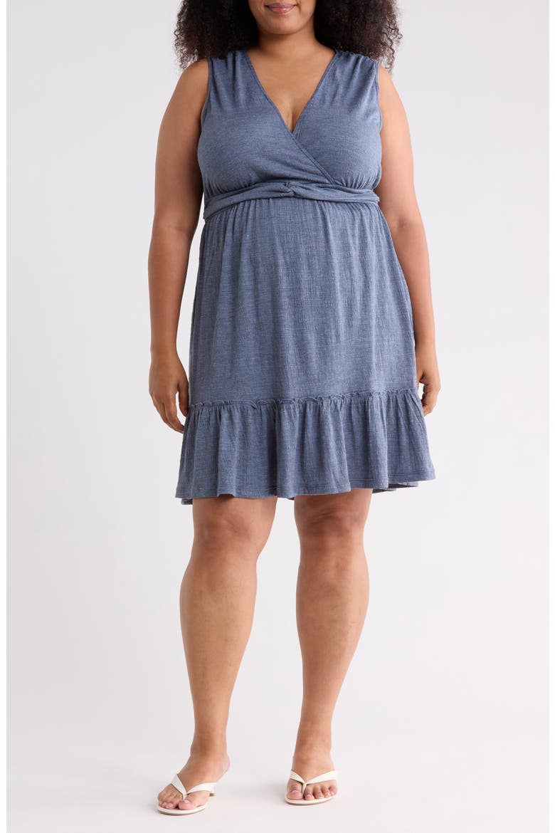 Front Knot Tiered Dress, Main, color, DENIM-DENIM
