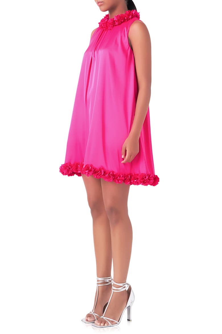 Rosette Trim Shift Minidress, Alternate, color, FUCHSIA