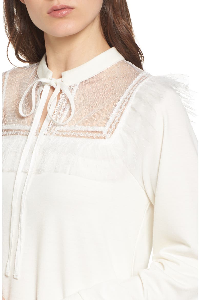 Mesh Yoke Sweatshirt, Alternate, color, CREAM COMBO