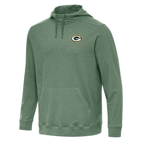 Men's Antigua Heather Green Green Bay Packers Cloud Pullover Hoodie