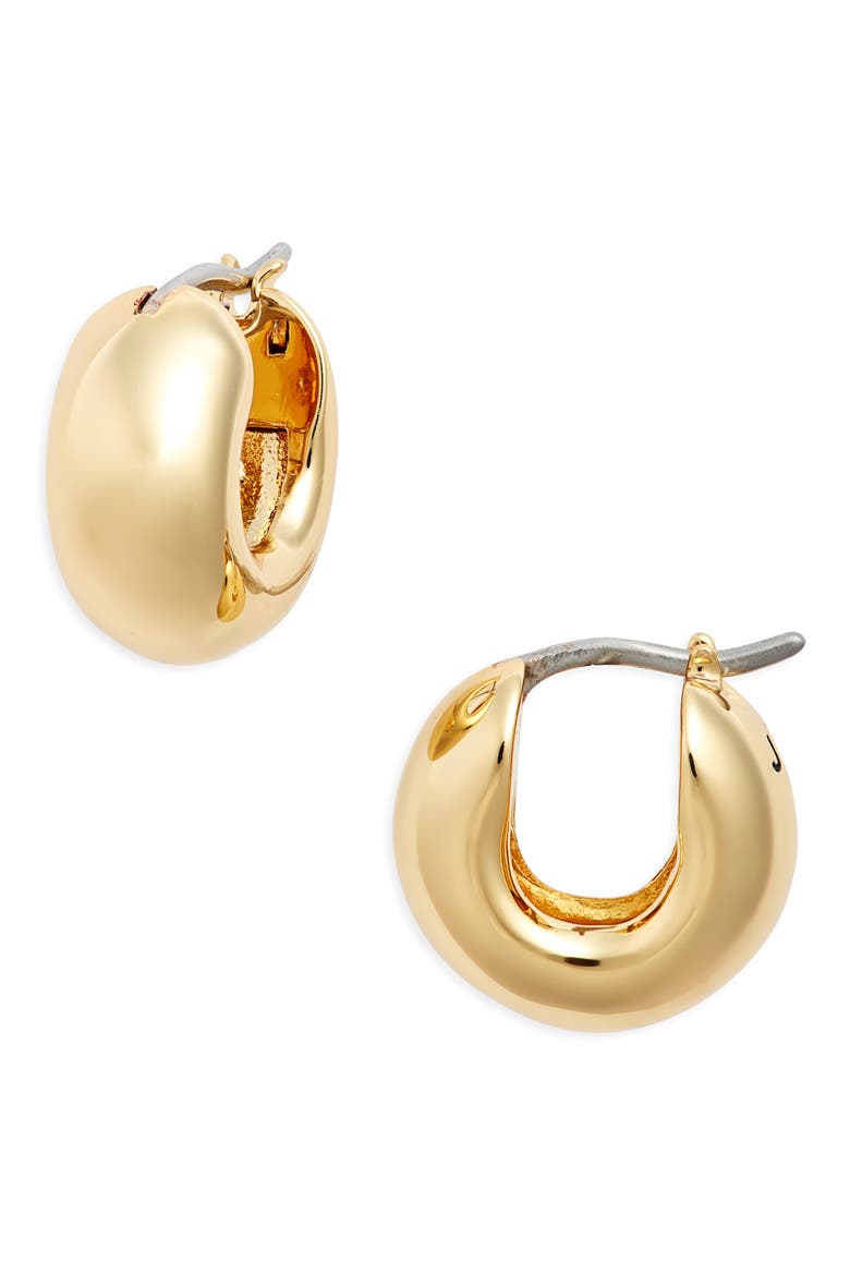 Mini Tome Huggie Hoop Earrings, Main, color, GOLD