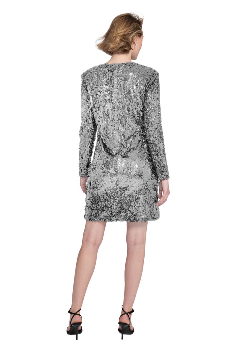 Long sleeve Sequin Shift Dress Embellished/Sequined, Alternate, color, Silver