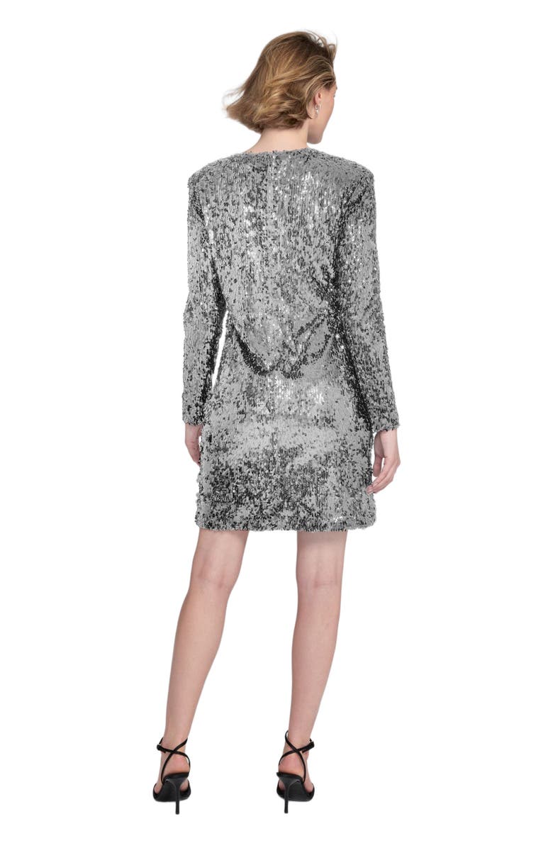 ELLE Collection Long sleeve Sequin Shift Dress Embellished/Sequined, Alternate, color, Silver