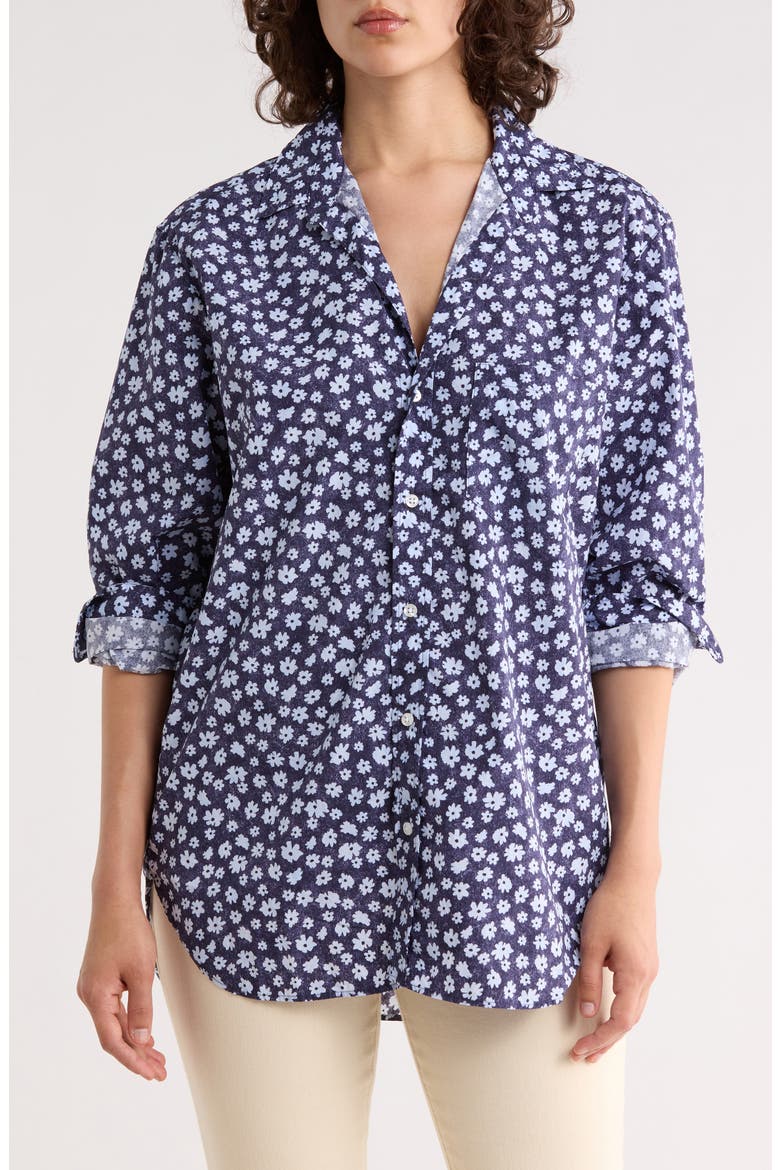 Relaxed Fit Cotton Button-Up Shirt, Main, color, NAVY LIGHT BLUE FLORAL