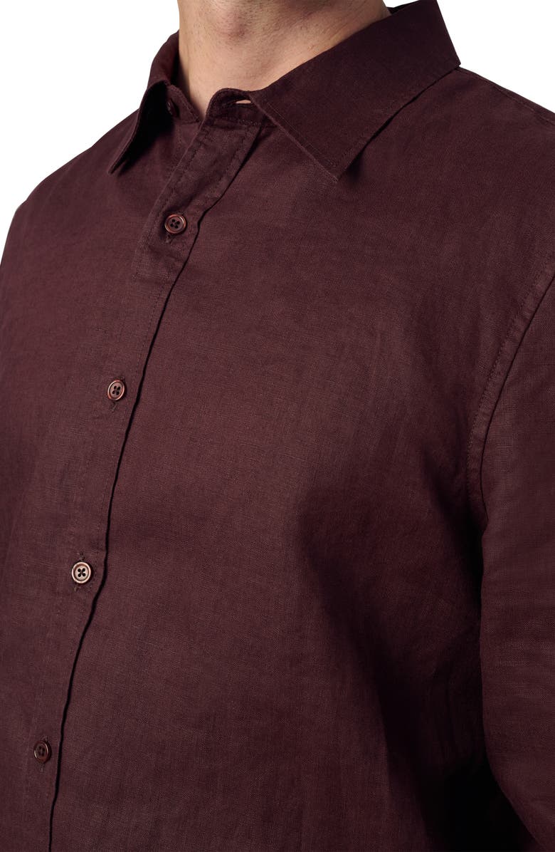 Joe's Jeans Jakob Linen Button-Up Shirt, Alternate, color, Marron