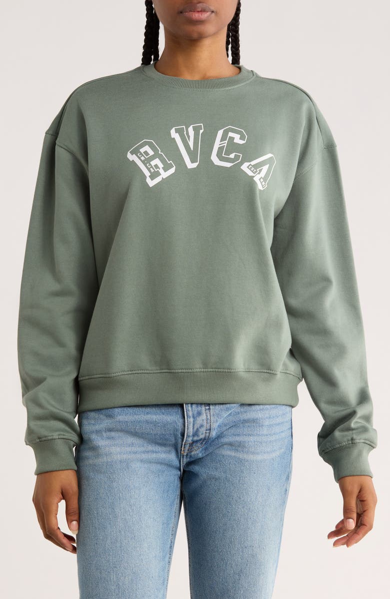 RVCA Sundown Crew Sweatshirt, Main, color, Jade