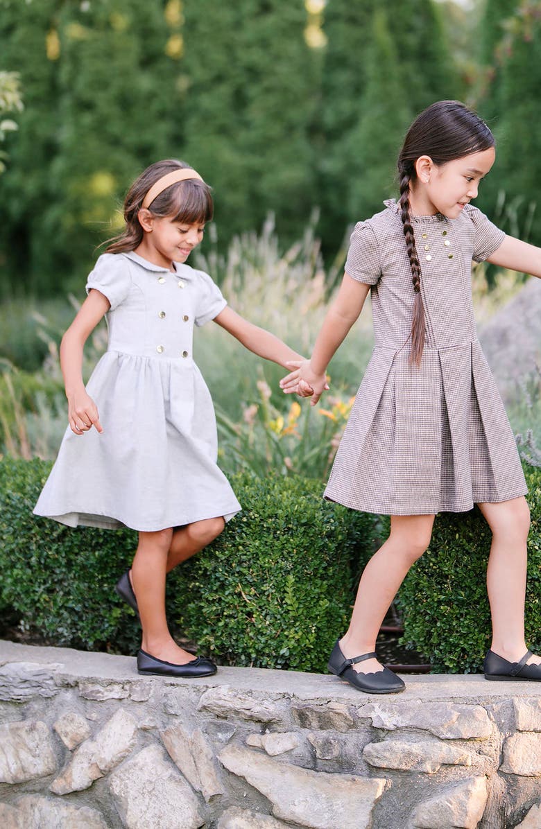 Hope & Henry Kids' Organic Double Breasted Flannel Dress with Collar, Alternate, color, Gray Heather Flannel