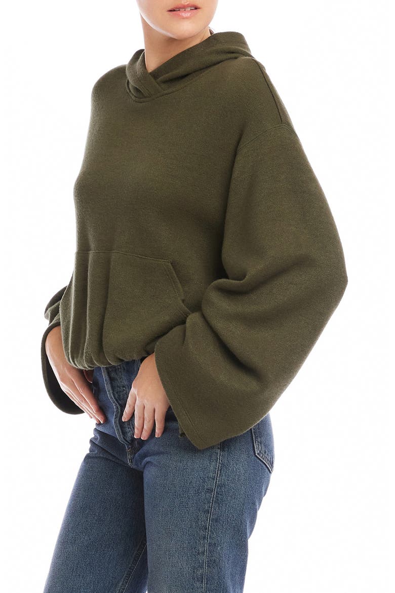 Makenna Ruched Sleeve Hoodie, Alternate, color, OLIVE