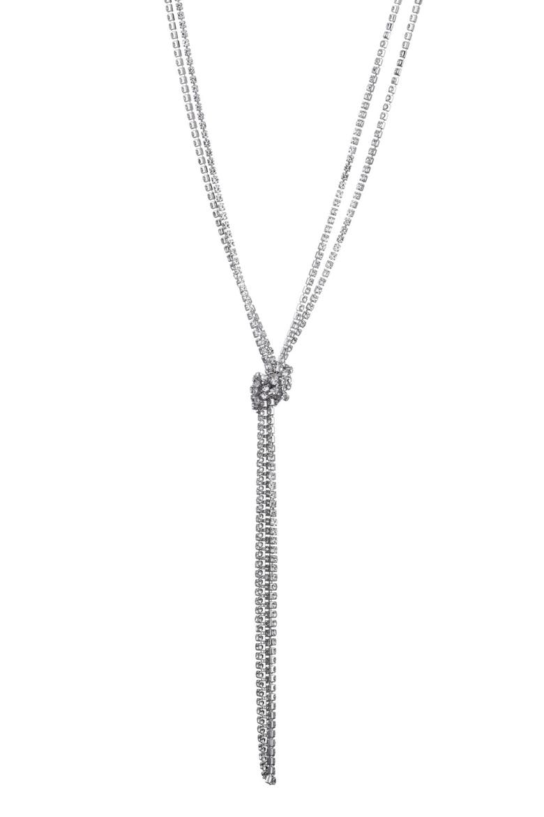 Knotted Box Chain Lariat Necklace, Alternate, color, SILVER