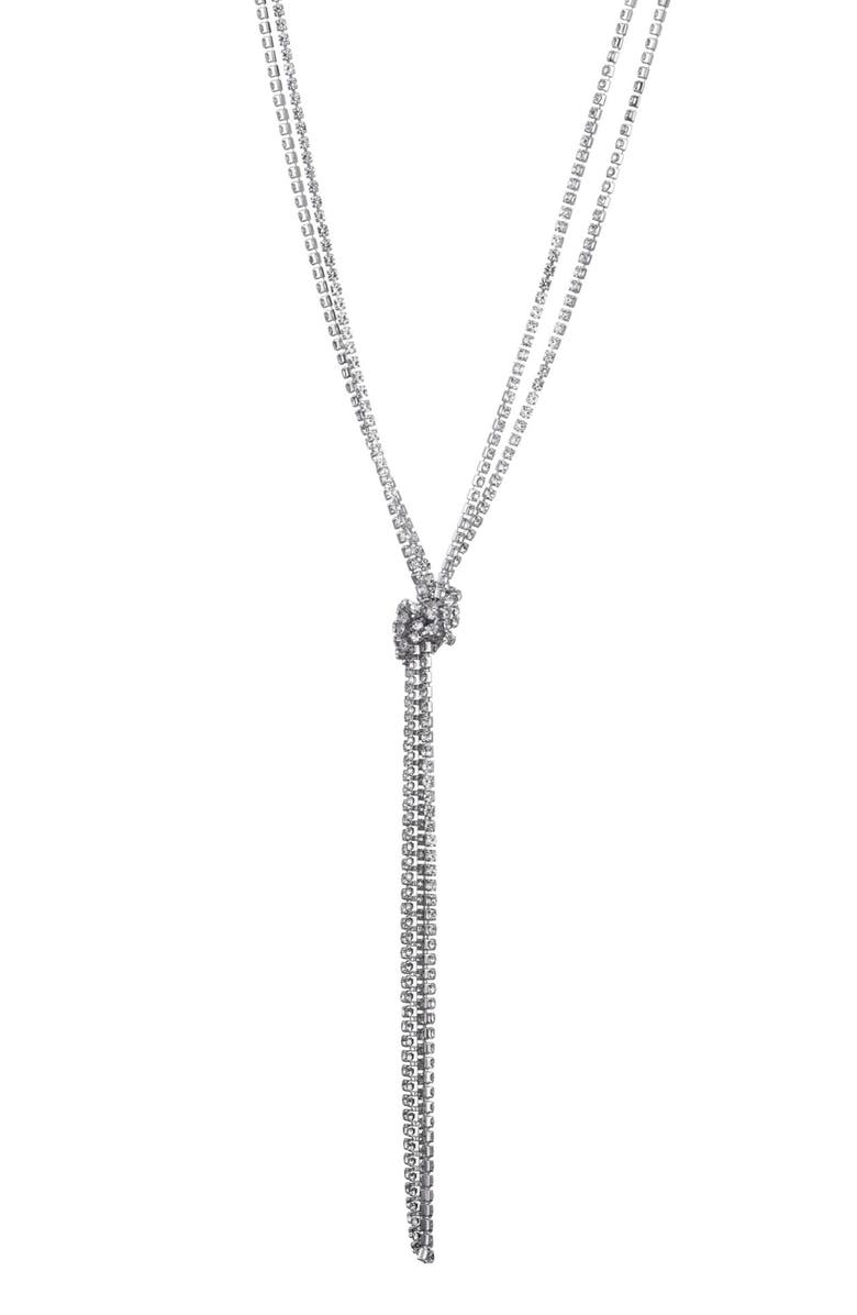 Adornia Knotted Box Chain Lariat Necklace, Alternate, color, Silver