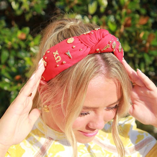 Lele Sadoughi Chi Omega Knotted Headband In Red