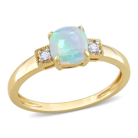 Opal & Diamond Accent Ring 10k