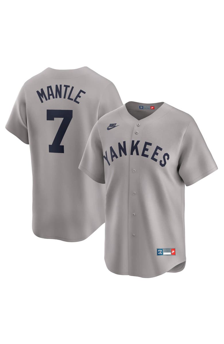 Nike Men's Nike Mickey Mantle Gray New York Yankees Throwback Cooperstown Collection Limited Jersey, Main, color, Gray