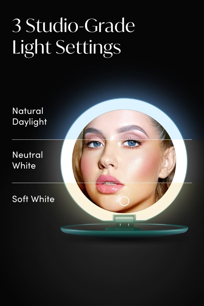 Taylor LED Compact Mirror, Alternate, color, Emerald Envy