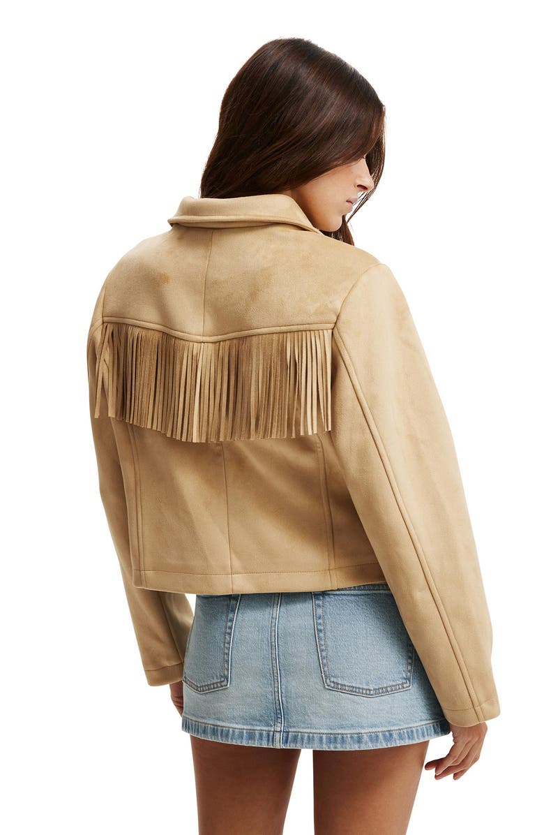 Cotton On Women's Fringe Faux Suede Jacket, Alternate, color,