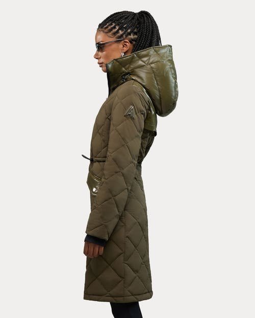 Alpenhaus Arly Elongated Hybrid Lightweight Puffer Coat In Green